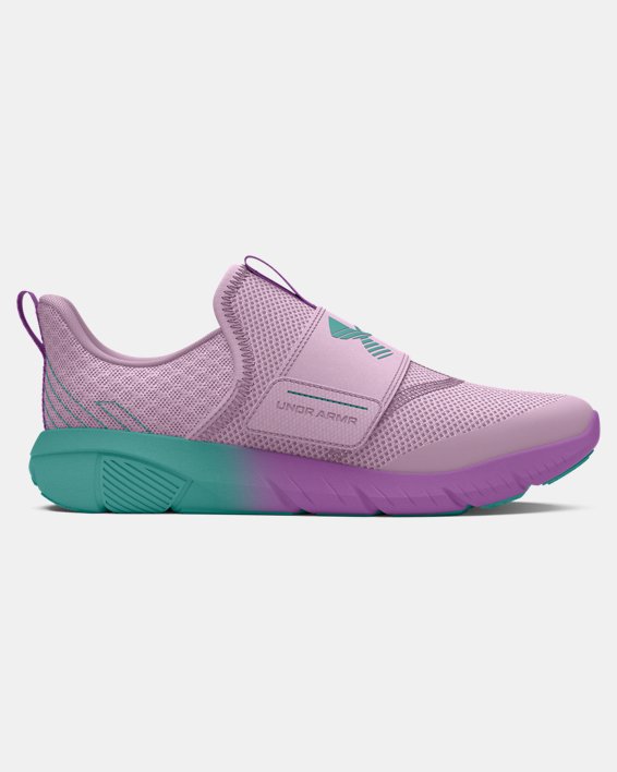 Girls' Grade School UA Flash Fade Running Shoes, Purple, pdpMainDesktop image number 0